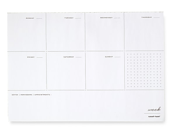 Russell & Hazel Weekly Planner Notepad, 10" x 7", White