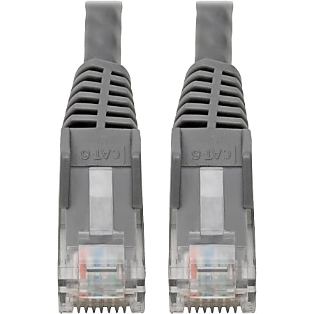 Tripp Lite Cat6 GbE Snagless Molded Patch Cable UTP Gray RJ45 M/M 6in 6" - 1 x RJ-45 Male Network - 1 x RJ-45 Male Network - Gold Plated Contact - Gray