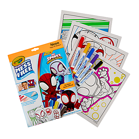 Crayola Color Wonder Spidey and His Amazing Friends Neon Coloring Kit, Neon Spiderman Coloring Pages