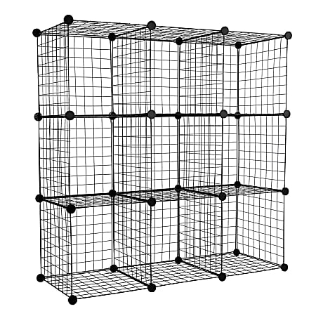 Mount-It! Work-It 9-Cube Wire Modular Storage Organizer, 14"H x 14"W x 14"D, Black