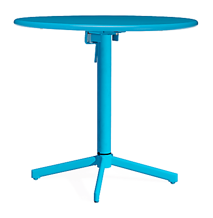 Zuo® Outdoor Big Wave Folding Table, Round, Aqua