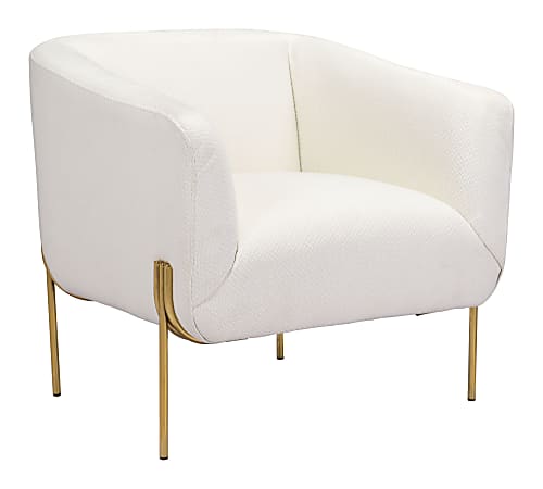 Zuo Modern Micaela Plywood And Steel Arm Accent Chair, Ivory