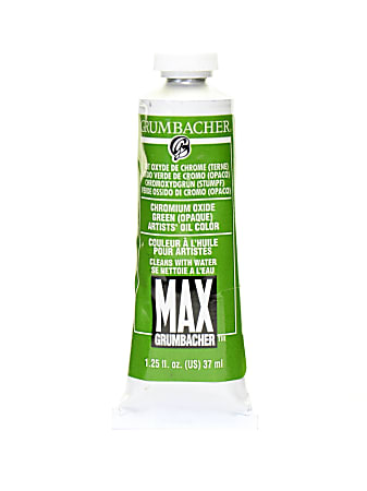 Grumbacher Max Water Miscible Oil Colors, 1.25 Oz, Chromium Oxide Green Opaque, Pack Of 2