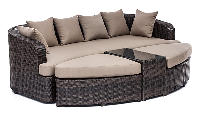 Zuo® Outdoor Cove Beach Lounge Seating, 28"H x 85"W x 41"D, Brown