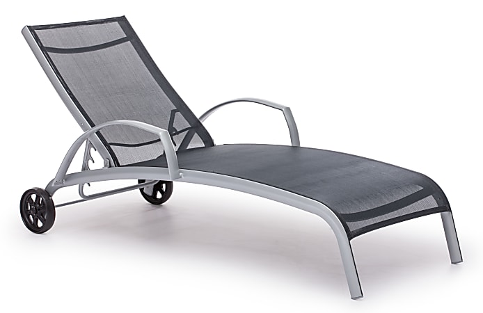 Zuo® Outdoor Casam Lounge Chair, 33"H x 24 2/5"W x 69 7/10"D, Black/Silver