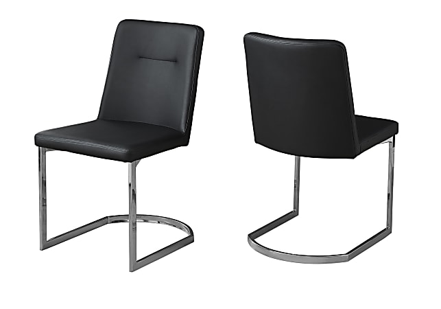 Monarch Specialties Alexa Dining Chairs, Black/Chrome, Set Of 2 Chairs