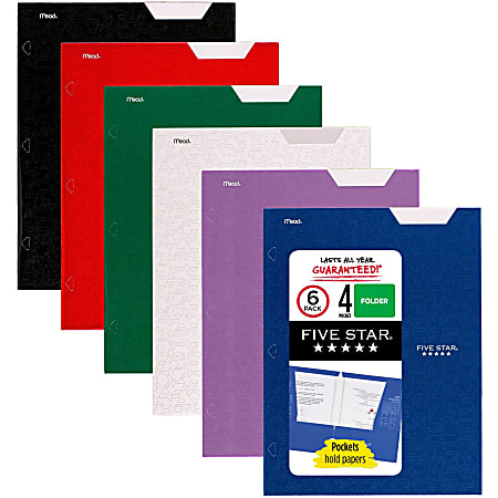 Mead Pocket Folder - 4 Internal Pocket(s) - Assorted - 6 / Pack Mead Pocket Folder - 4 Internal Pocket(s) - Assorted - 6 / Pack