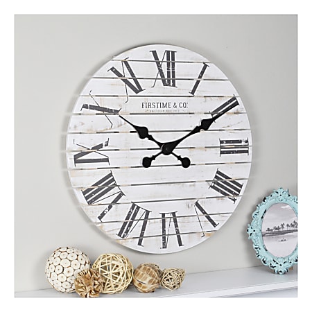 FirsTime & Co.® Shiplap Round Wall Clock, White