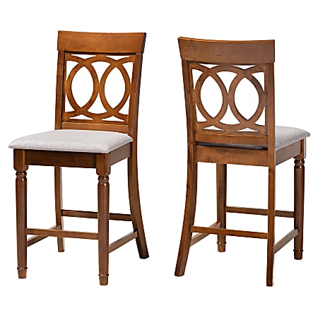 Baxton Studio Violet Counter Stools, Gray/Walnut, Set Of 2 Stools