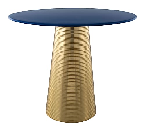 Zuo Modern Reo Aluminum Round End Table, 16-1/2”H x 20”W x 20”D, Dark Blue/Gold