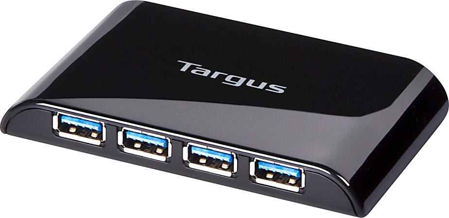 Targus® 4-Port USB 3.0 SuperSpeed™ Hub, 1.3"H x 3.3"W x 0.5"D