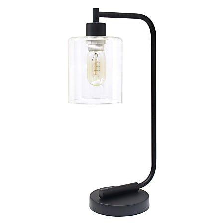 Lalia Home Modern Iron Desk Lamp, 19"H, Black/Clear