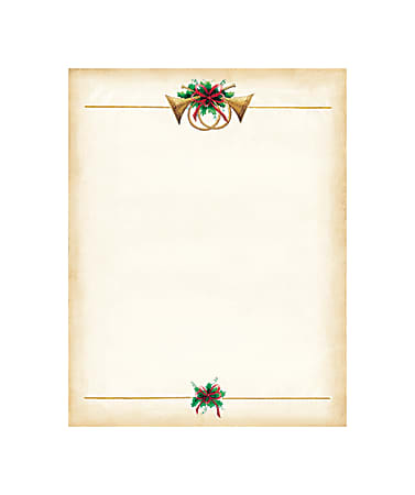 Great Papers!® Holiday-Themed Letterhead Paper, 8 1/2" x 11", Antique Horns, Pack Of 80 Sheets