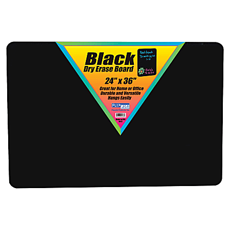 Flipside Unframed Non-Magnetic Dry-Erase Whiteboard, 24" x 36", Black