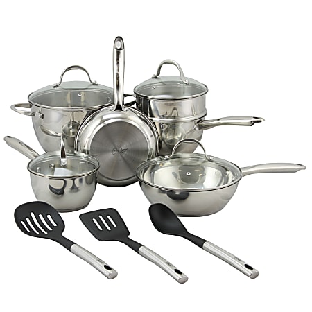 Oster Ridgewell 13-Piece Cookware Set, Silver