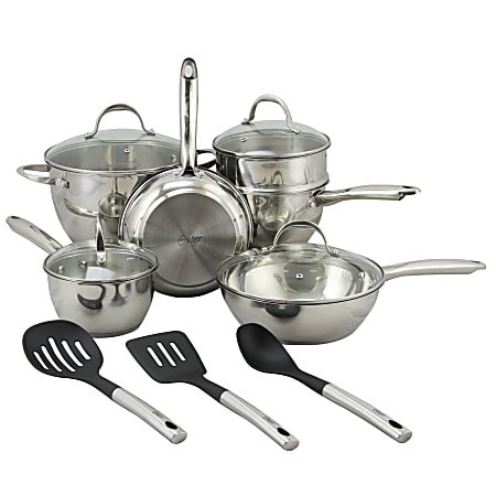 Cuisinart Triple Ply 12 Piece Cookware Set Silver - Office Depot