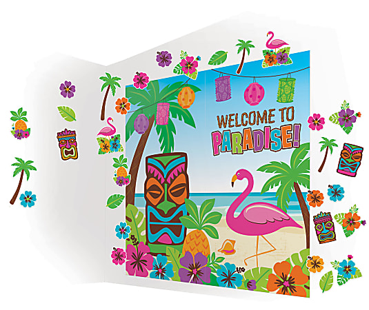 Amscan Summer Luau Scene Setter Room Decorating Kit, Set Of 32 Pieces