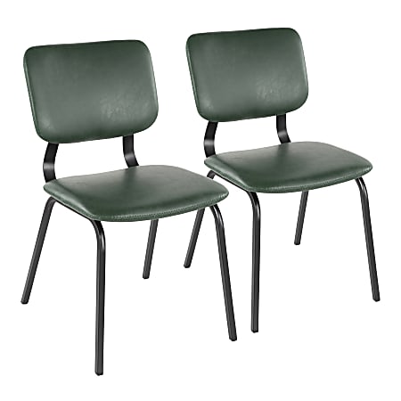 LumiSource Foundry Chairs, Black/Green, Set Of 2 Chairs