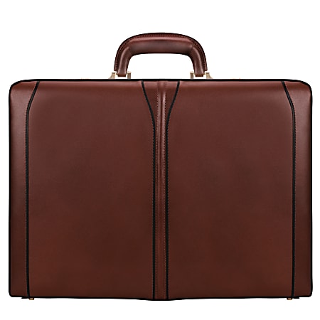 McKlein Turner Expandable Leather Attaché Briefcase, 18-1/4”H x 5”W x 13-1/4”D, Brown