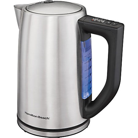 Hamilton Beach Brushed Stainless 1.7 Liter Variable Temperature Kettle (41025) - 1.80 quart - Brushed Stainless Steel, Silver