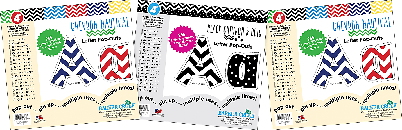 Barker Creek Letter Pop-Outs, 4”, Chevron, Set Of 765 Pop-Outs