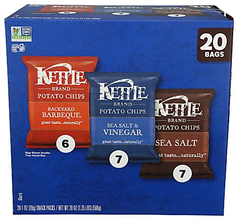 Kettle Brand Classic Kettle Potato Chips, 1 Oz, Total Qty 80