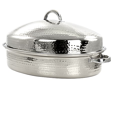 Gibson Home Radiance Stainless Steel Oval Roaster, 15-1/2", Silver