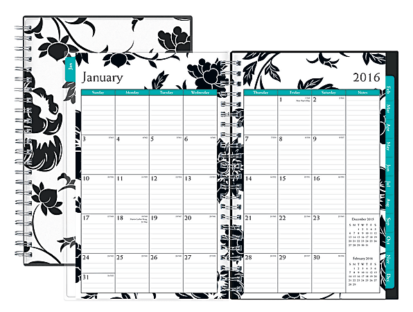 Blue Sky™ Wire-O Weekly/Monthly Planner, 5" x 8", 50% Recycled, Barcelona, January–December 2016