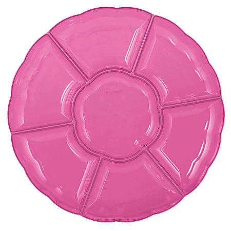 Amscan Scalloped Sectional Chip 'N Dip Trays, 16", Bright Pink, Pack Of 3 Trays