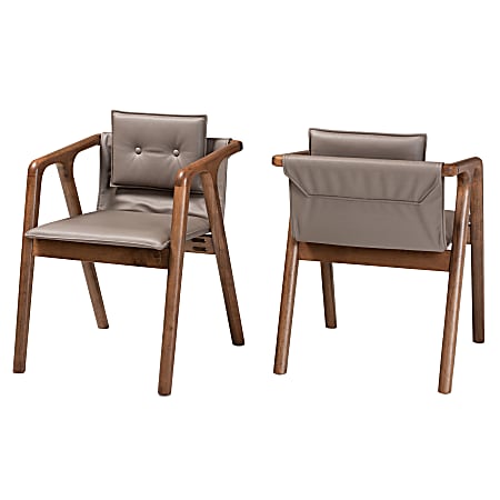 Baxton Studio Marcena Dining Chairs, Gray/Walnut Brown, Set Of 2 Chairs