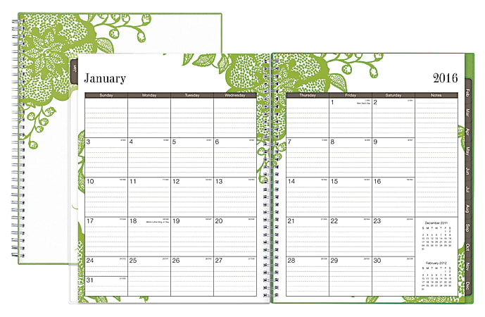 Blue Sky™ Wire-O Weekly/Monthly Planner, 8 1/2" x 11", 50% Recycled, Grace, January–December 2016
