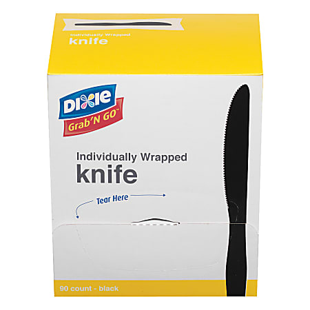 Dixie® Grab'N Go™ Knives, Black, 90 Per Box, Pack Of 6 Boxes