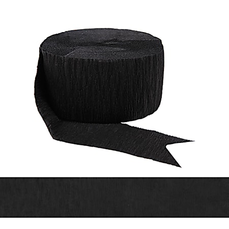 Amscan Go Brightly Crepe Paper Streamer, 5" x 972", Black