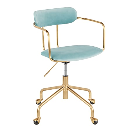 LumiSource Demi Mid-Back Office Chair, Gold/Light Blue
