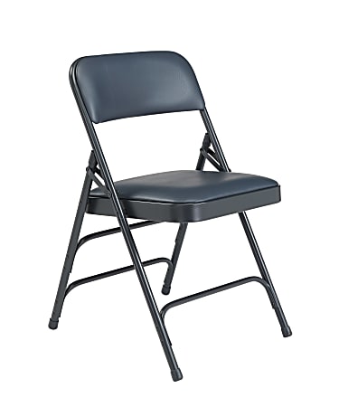 National Public Seating 1300 Series Vinyl-Upholstered Triple-Brace Folding Chairs, Midnight Blue, Pack Of 52 Chairs