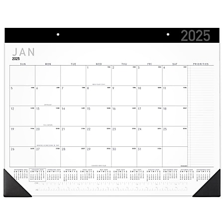 2025 AT-A-GLANCE® Contemporary Monthly Desk Pad Calendar, 21-3/4" x 17", January To December, SK24X00