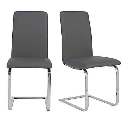 Eurostyle Cinzia Dining Chairs, Gray/Chrome, Set Of 2 Chairs