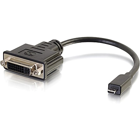 C2G 8in Micro HDMI to DVI Adapter - Micro HDMI Adapter - Male to Female Black - DVI-D/HDMI for Audio/Video Device - 1 x HDMI (Micro Type D) Male Digital Audio/Video - 1 x DVI-D Female Digital Video
