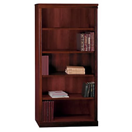 Office Depot® Brand Traditional Bookcase, 5-Shelf, 72 3/4"H x 35 5/8"W x 12 7/8"D, Harvest Cherry