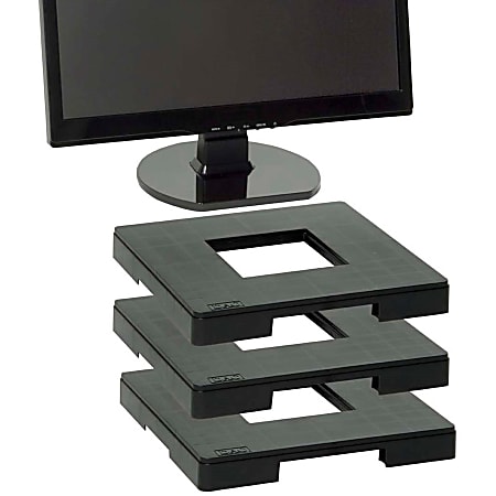 Data Accessories Company MP-106 Ergo Monitor Riser Block, 77 lb Load Capacity, 1.25"H x 12"W x 12"D, Black, TAA Compliant