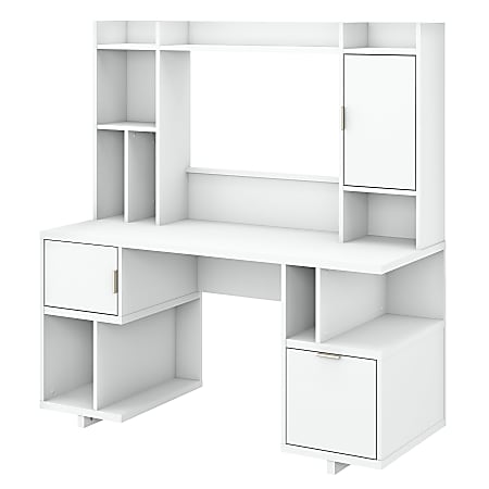 kathy ireland® Home by Bush Furniture Madison Avenue 60"W Computer Desk With Hutch, Pure White, Standard Delivery
