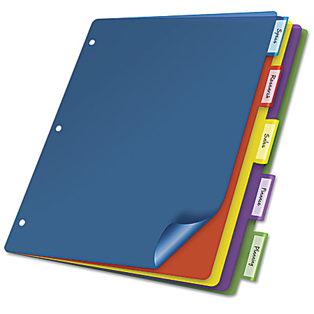 Cardinal Extra-tough Poly Dividers - 5 Tab(s)/Set - Letter - 8 1/2" Width x 11" Length - 3 Hole Punched - Polypropylene Divider - Multicolor Tab(s) - 4 / Pack