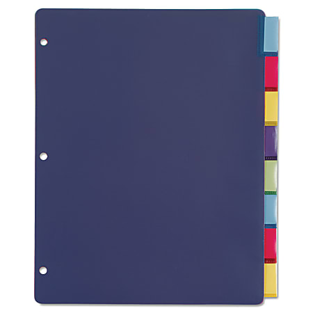 Cardinal Extra-tough Poly Dividers - 8 Tab(s)/Set - Letter - 8 1/2"x 11" - 3 Hole Punched - Polypropylene Divider - Multicolor Tab(s) - 4 / Pack