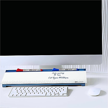 Quartet Dots Glass Dry-Erase Desktop Computer Pad - 18" (1.5 ft)x 6" (0.5 ft) - White/Blue Glass Surface - Rectangle - Horizontal - Desktop - 1 Each