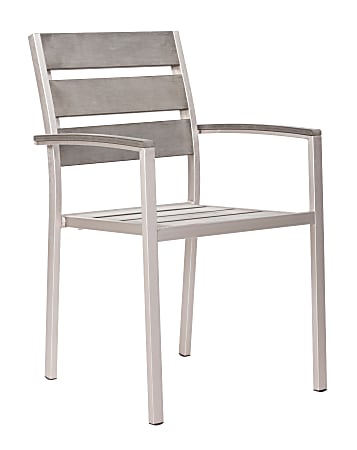 Zuo® Outdoor Metropolitan Guest Furniture, Slated Armchair, 34 9/10"H x 21 3/10"W x 21"D, Aluminum