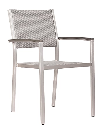 Zuo® Outdoor Metropolitan Guest Furniture, Armchair, 34 9/10"H x 21 3/10"W x 21"D, Aluminum