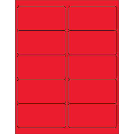 Tape Logic® Permanent Labels, LL178RD, Rectangle, 4" x 2", Fluorescent Red, Case Of 1,000