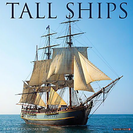 2026 Willow Creek Press Scenic Monthly Wall Calendar, 12" x 12", Tall Ships, January To December, 52945