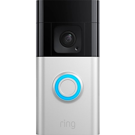 Ring Battery Doorbell Plus Video Doorbell,  5.1"H x 1.1"W x 2.4"D, Satin Nickel