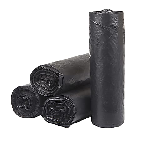 Inteplast HDPE Can Liners, 22 Microns, 43" x 48", Black, Pack Of 150 Liners